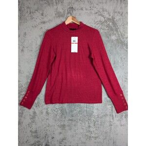 Rafaella Sweater Women's XS Red Long Sleeve Pullover Knit Mock Neck Viscose NWT